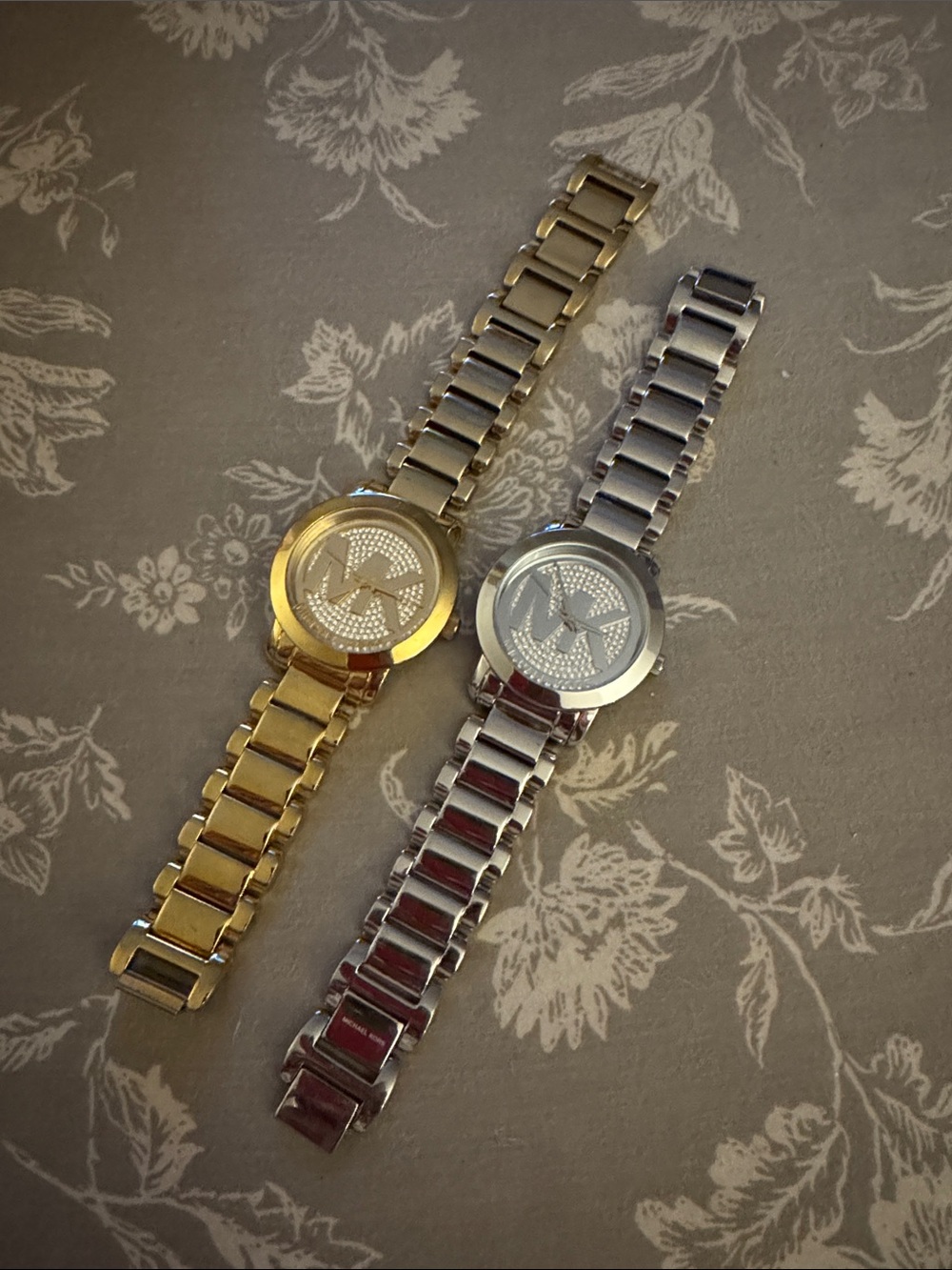 Michael Kors Gold and Silver Logo Bracelet Watches Duo